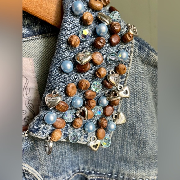 BRIGHTON Blue Denim charms Hearts Jean Jacket surprise charm hidden XS- Small - Picture 9 of 16
